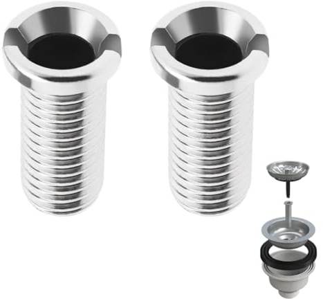 QEQSHQO 2 Pieza Desague Tapon Fregadero, Tornillo de Colador de Fregadero, Cocina Tornillo Hueco Acero Inoxidable Espesar 304, Válvula de Desagüe Tornillo de Enchufe (M12 × 25 mm)