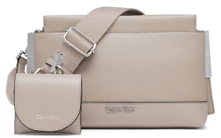Calvin Klein Damen Bianca Umhängetasche mit DREI Fächern, Silber Nerz