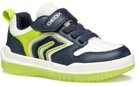 Geox J BUZZERLIGHT BOY B Sneaker, Navy/Lime, 0.5 UK