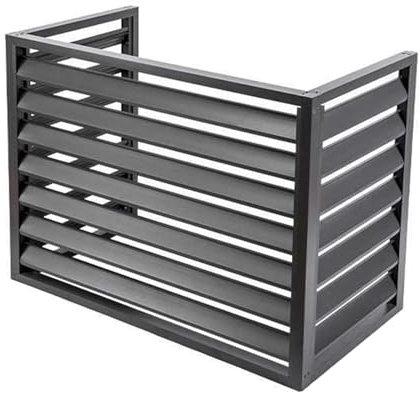 Aluminium Klimagerät Und Wärmepumpenabdeckung, 3 Paneele Mini Split Klimagerät Zaun-Bildschirm Lärmreduzierung Draußen AC Einheit Abdeckung,100x70x50cm,Black