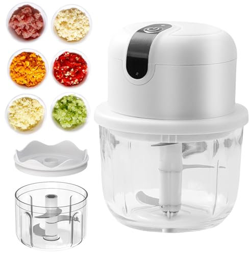 Zerkleinerer Küche Elektrisch, Zerkleinerer Elektrisch 300ml mit USB-Anschluss, Multizerkleinerer, Mini Zwiebelschneider, Elektrisch Zerkleinerer, Elektrisch Knoblauchhacker Für Gemüse Obst Zwiebeln