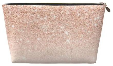 Vagilo Kulturbeutel aus Kunstleder mit Glitzer, stilvolles und langlebiges Kulturbeutel für Reisende, Kosmetik-Organizer, Make-up-Tasche, Handgepäck, tragbarer Organizer, Reißverschlusstasche, gold,