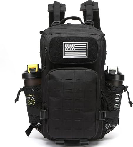 GUJOIN Sac À Dos De 20L Étanche Avec 2 Porte-bouteilles Pour Cyclisme, Gym, Voyages, Activités De Plein Air, Randonnée, Pêche Et Compartiment Pour Ordinateur Portable De 13 Pouces. (Noir)