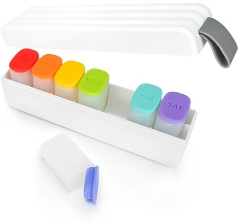 shunhey Tablettenbox 7 Tage - Medikamentenbox 7 Tage mit Großen Separaten Fächern, Medikamentendose für Unterwegs, Pillendose Groß für Vitamine, Fischöl, Kapseln, Medikamente