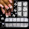 Ruzister Nagelanhänger, flache Perlen, Nagelanhänger mit Schleife und Knoten, silberne Nagelperlen, weiße Halbrunde, Nagelkunstzubehör, Nagelschmuck, DIY Bastelarbeiten