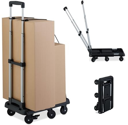 Relaxdays Transportwagen, klappbar, ausziehbar, Teleskopgriff, 4 Lenkrollen, 2 feststellbare Räder, bis 100 kg, Farbwahl