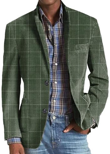 Tobysper Sakko Herren Vintage Karierter Blazer Revers Freizeit Modern Sakkos Gestreifter Männer Suit Jacket Anzugjacke Business Hochzeit Anzugjacke Sportlich Sakko Mit Knöpfen