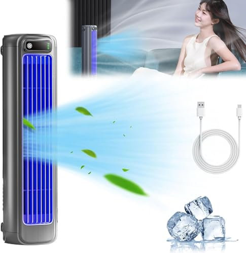 Relaxix Outfany Cooling Ace, Libiyi Cooling Ace, Sherum Cooling Ace, Rechargeable Battery Desktop Portable Tower Fan Portable Air Conditioner Cooling Fan with 3 Speeds & LED Touch Screen