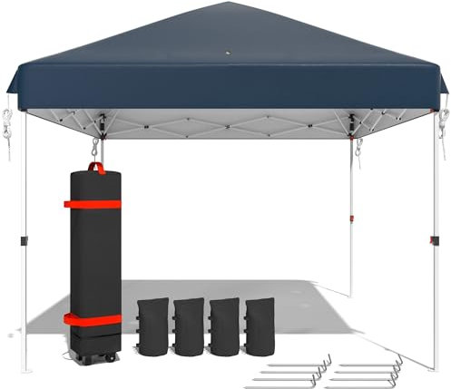 Relax FIELD Pop up Pavillon 3x3 Wasserdicht Stabil Winterfest, Faltpavillon mit Gewichte, Pavillon Faltbar Höhenverstellbar mit Tasche mit Rollen, Partyzelt UV Schutz 50+, Gartenzelt, Navyblau