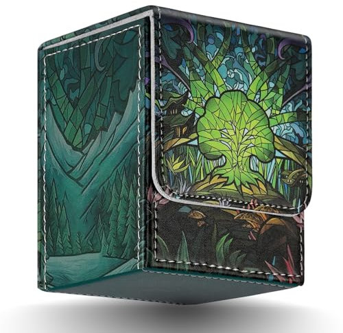 TCGUARD Caja para tarjetas MTG, TCG Caja de almacenamiento para tarjetas Magic The Gathering para más de 100 tarjetas con funda individual con juegos de cartas coleccionables, TCG, Yugioh, etc. Verde