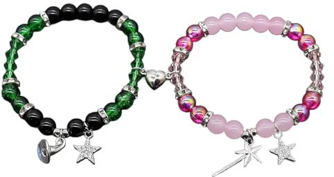 Elphaba Glinda Pärchen Armband, 2 Stück Permanent Armband Freundschaftsarmbänder Armband Freundschaft, Armband Matching Bracelets Partner Armband Glücksarmband Bff Geschenke für Paare Frauen Fans