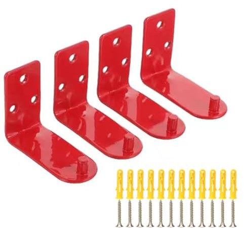 Fire-Extinguisher Holder, 4pcs Universal Fire-Extinguisher Mount Wall Hook Holder Hanger with Screws For Extinguishers Up to 9 kg, Suitable for Home, Office, Schools, Commercial(COLOR:Red)