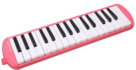 Melodica mit 32 Schlüssel für Anfänger, Tragbares und Leichtes Musikinstrument, Blau/Pink/Schwarz (PINK)