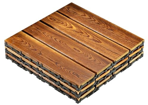 BommFu Pavimenti per terrazze, piastrelle in legno – 3 x legno per esterni – decorazione di interni, copertura per pavimenti resistente alle intemperie per migliorare la casa