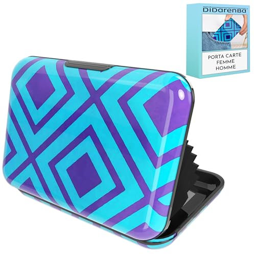 Didarenba Porta carte di credito uomo donna Alluminio con sistema di chiusura RFID Anti-frode Anti-contactless Grande capacità rompi