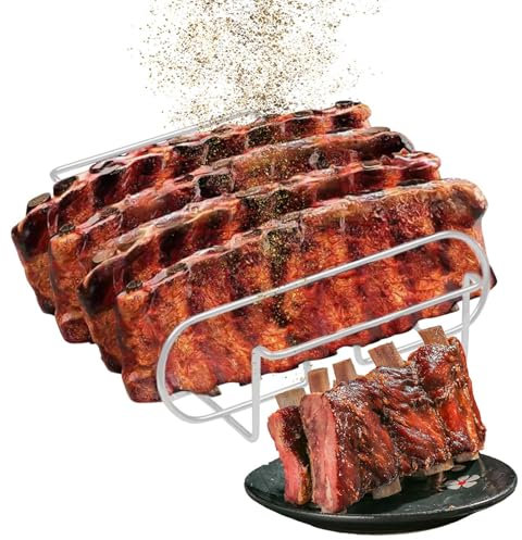 Rib Rack for Grill | Carbon Steel BBQ Rack - Steak Rack for BBQ Roasting Cooking Cooking Rest Outdoor Camping