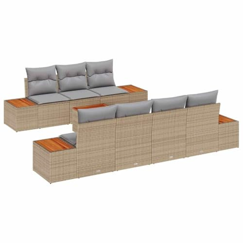 vidaXL Garten-Sofa-Set 8 STK. Beige Poly Rattan