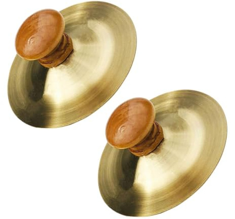 Mipcase 2 piezas Instrumentos de Percusión para Platillos Pequeños con Mango de Madera Estructura Resistente y Sonido Claro para Fiestas y Baile