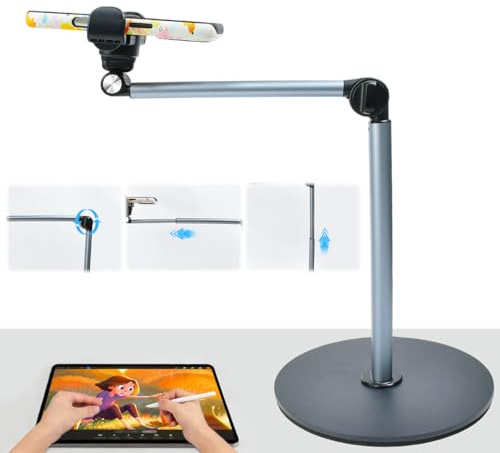 Vunanvu Overhead Stativ Handy für iPhone Android 360° Verstellbarer Schwanenhals Handyhalterung Tisch Stativ Handy zum Filmen Overhead Tripod Stand Webcam Halterung Tisch Magic Arm Clamp für Zeichnen