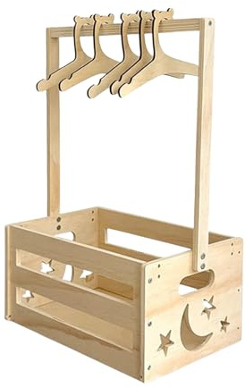 Holzkiste Für Babyparty Mit 5 Stück Kleiderbügeln 33x23x51.5cm Babykorb Mit Griff Holz Korb Für Babypartykisten Wäschekorb Kinder Shower Geschenk Personalisierte Baby Korb Für Schwangere Neue Eltern
