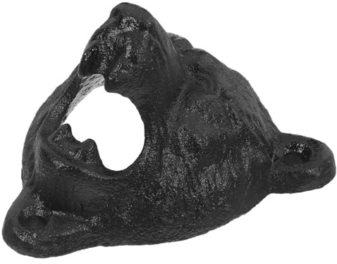 VANZACK Cast Iron Wall Mounted Bear Head Bottle Opener Rustic Black Iron Beer Cap Remover for Home Bar Decor Soda Bottle Opener