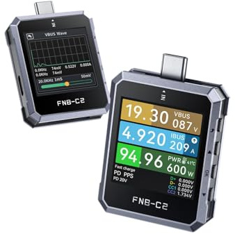 FNB-C2 Typ-C-Schnelllade-Tester PD3.1, 240 W max. Leistung, digitales Amperemeter, Voltmeter, Ladegerät, Powerbank, Telefontester