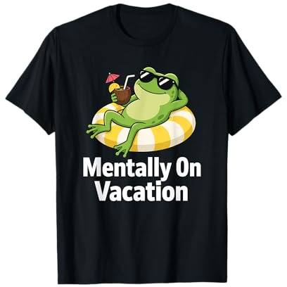 Mentalmente De Vacaciones Rana Divertido Verano Tropical Camiseta