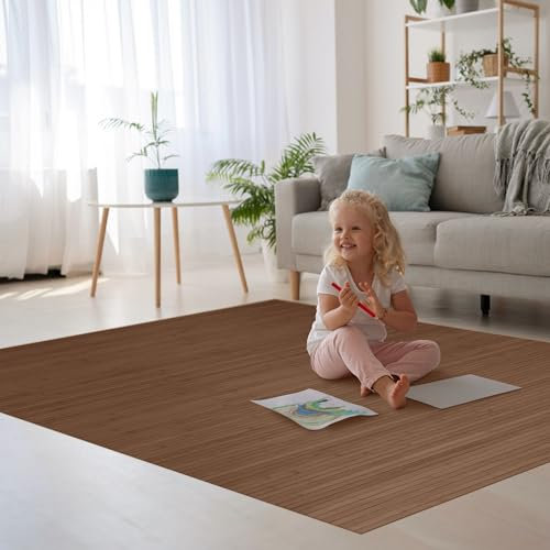 DE-COmmerce Tapis Bambou Massive, 17mm Durci Stege La Nouvelle Generation Aucun à Bordures Tapis Salon Cuisine Fabriqué en Allemagne - Taupe, 200x300 cm