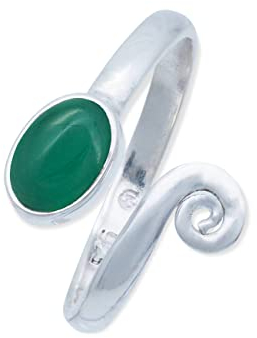Ring 925 Silber grüner Onyx Stein größenverstellbar Edelstein echt Silber Damen Sterling Silber Geschenk (MRV-064-14)
