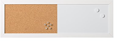Bi-Office, Kombitafel Whiteboard und Memoboard Elemente, magnetisch, trocken abwischbar/ Kork, Weißer MDF-Rahmen, 60x20cm