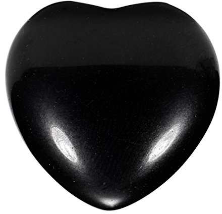 Morella Edelstein schwarzer Obsidian Herz Glücksbringer Steinherz zum Mitnehmen 3 cm in Samtbeutel