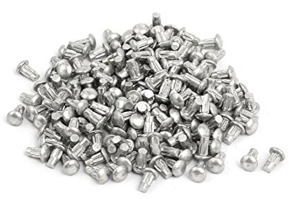 sourcing map 200pcs M2 x 4mm Gerändelter Schaft runden Kopf Aluminium Vollnieten Silberton DE de
