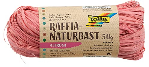 folia 9029 - Raffia Naturbast altrosa, 1 Bündel mit 50 g, Schnur aus natürlichem Strohgemisch, ideal zum Basteln, zur Dekoration oder für Gestecke, Sträuße und andere floristische Arbeiten
