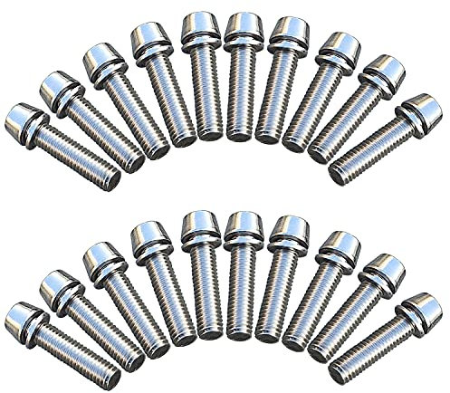 ONIPAX M5x20mm Bike Allen Hex Tapered Stainless Bolts Screws with Washer for MTB STEM