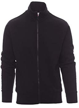 PAYPER Houston Felpa da Lavoro Uomo Misto Cotone Manica Lunga Chiusura Zip Intera Manica a Giro Polsini Vita in Costina Nero (L)