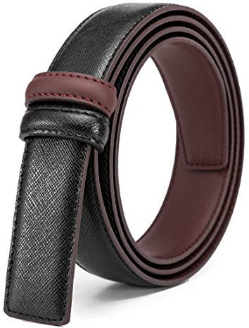 Vatee's Wendegürtel aus echtem Leder ohne Schnalle für Männer/Frauen Ersatzgurtriemen 29mm breit 115cm lang Schwarz & Rot