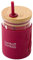 bamboo bamboo Sippy Cup, Straw Cups for Toddlers, Glass Jar with Bamboo Lid & Silicone Impact Sleeve, Perfect for Drinks & Smoothies, 350ml Capacity Baby Cup for Transitioning Toddlers (Cherry)