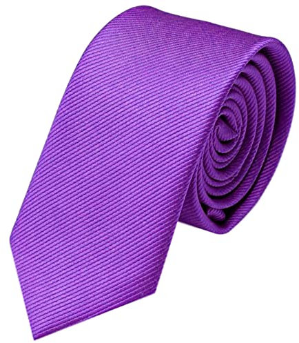 GASSANI Cravatta uomo stretta | eleganti stretti Cravatte monocolore 6cm a righe | con strisce fini | Lilla Bluastro