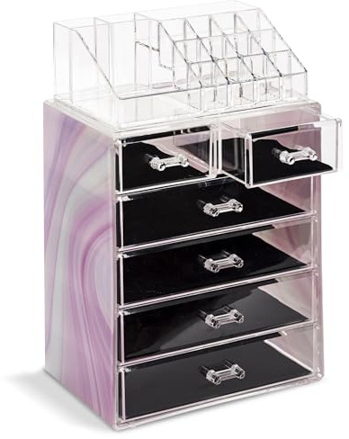Sorbus Aufbewahrungsbox aus Acryl, geräumiges Design, ideal für Badezimmer, Kommode, Schminktisch und Arbeitsplatte