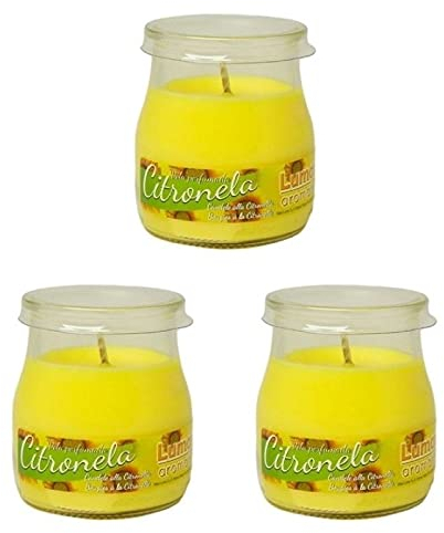 3X Velas Citronela Perfumada Vaso Yogur Cristal Olor Aroma Frasco Vela Mosquitos