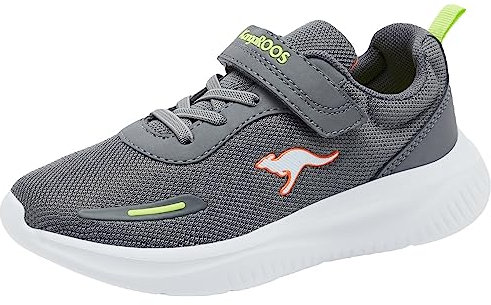 KangaROOS Unisex Kinder K-ft Maze Ev Sneaker, Steel Grey Neon Orange, 28 EU