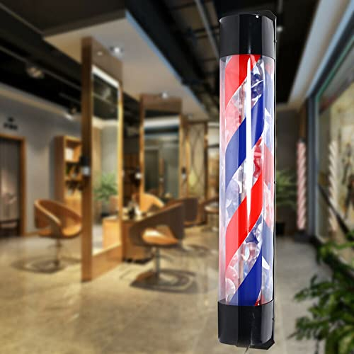 Kangten Barra luminosa LED giratoria para peluquero – letrero de salón de peluquería exterior 90 × 13 cm – Tira luminosa para Barber Shop
