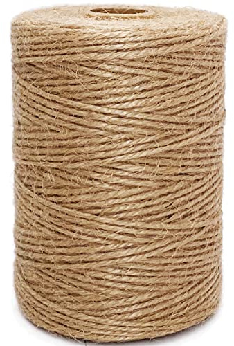 Jute Twine String 328 Feet Durable Natural Jute Rope String Perfect for Arts Crafts Mason Jars Knife Handle Wrapping Wedding Decorations Home Gardening Durable Packing String for Gifts Presents,Brown