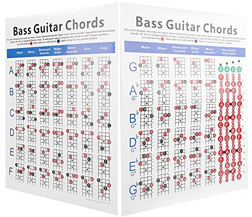 Bass Poster, Bass Guitar Chords Chart Guitar Poster Easy Carry Instrument Note Chart für Anfänger für Songwriter