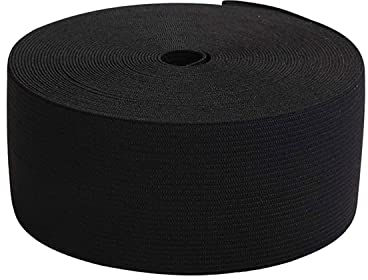 Trimming Shop 50mm (2 Inch) Wide Flat Elastic Band, Stretchable Waistband Tape Elastic Cord for Sewing Clothing, Garments, Dressmaking, DIY Craft Projects, Black, 1 Metre