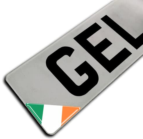 Gelz 2 x 55mm Irish Tricolour flag Corner Number Plate Domed Stickers/Decals