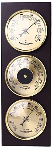 RUNLAIKEJI Barometer, 3 in 1 Home Wall Mounted Barometer, 31 x 11 cm Wooden Frame Weather Station, Barometer Hygrometer Thermometer, Indoor and Outdoor Use, Traditional Weather Station