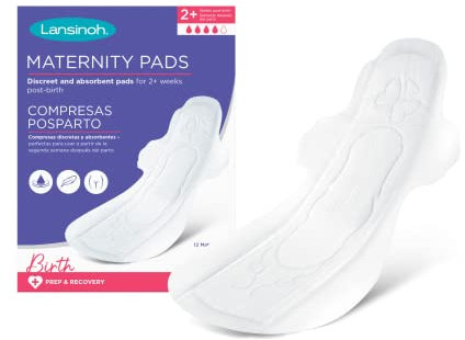 Lansinoh 12 Stück Damenbinden nach der Geburt, diskrete und saugfähige Damenbinden für mehr als 2 Wochen mit extra langen Flügeln, super dünn, parfümfrei, weich und atmungsaktiv