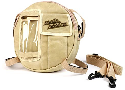 MOTO NOSTRA Tasche Reserverad beige 10 Zoll mit Handyfach, Umhängetasche kompatibel für Vespa, Lambretta, Classic, Roller