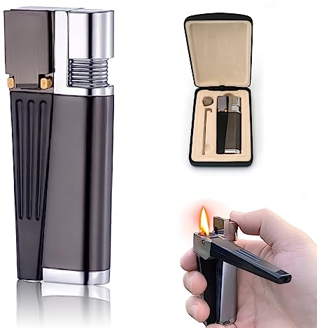 Nizirioo Aufblasbares Feuerzeug Winddichtes Feuerzeug: Wasserdicht Winddicht Feuerzeug,2 in 1 Tragbares Faltbares Metal Lighter with Rotatable Tube,Aufblasbares Feuerzeug mit Geschenkbox für Camping